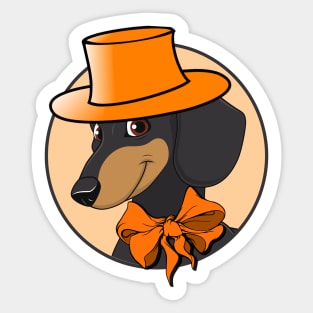 Dachshund in orange hat! Especially for Doxie owners! Sticker